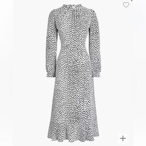 J.Crew ruffle neck leopard peasant dress